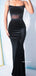 Black Velvet Beads Spaghetti Straps Mermaid Long Prom Dress, PD3516