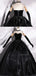 Black Velvet Liquid Satin Top Strapless Sweetheart A-line Long Prom Dress, PD3538