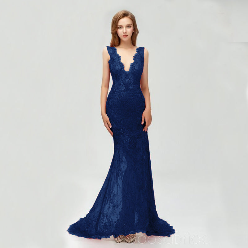 Charming Elegant Colorful Full Lace Mermaid  ELegant Side Split Prom Dresses, PD1025