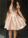 Cheap Simple Off Shoulder Cute Blush Pink Homecoming Dresses 2018, CM487 - SposaBridal