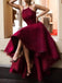 Halter Elegant High-low Burgundy Red Lace Homecoming Dresses, CM511