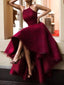 Halter Elegant High-low Burgundy Red Lace Homecoming Dresses, CM511