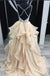 Sexy Pink and Blue, Champagne Sparkly Top Open Back Pretty A-line Prom Dresses, PD0654