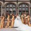 Champagne Gold Mismatchy Sexy Side-slit Long Mermaid Bridesmaid Dress, BD3258