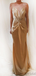 Champagne Gold Soft Sweetheart Mermaid Cross Back Long Sexy Prom Dress, Bridesmaid Dress, PD3088