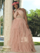 Sexy Cross-halter Strap Hollow A-line Tulle Long Prom Dress, PD03037