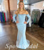 Sexy Jersey Off Shoulder Long Sleeve Mermaid Long Prom Dresses With Bone and Beading,PD3672