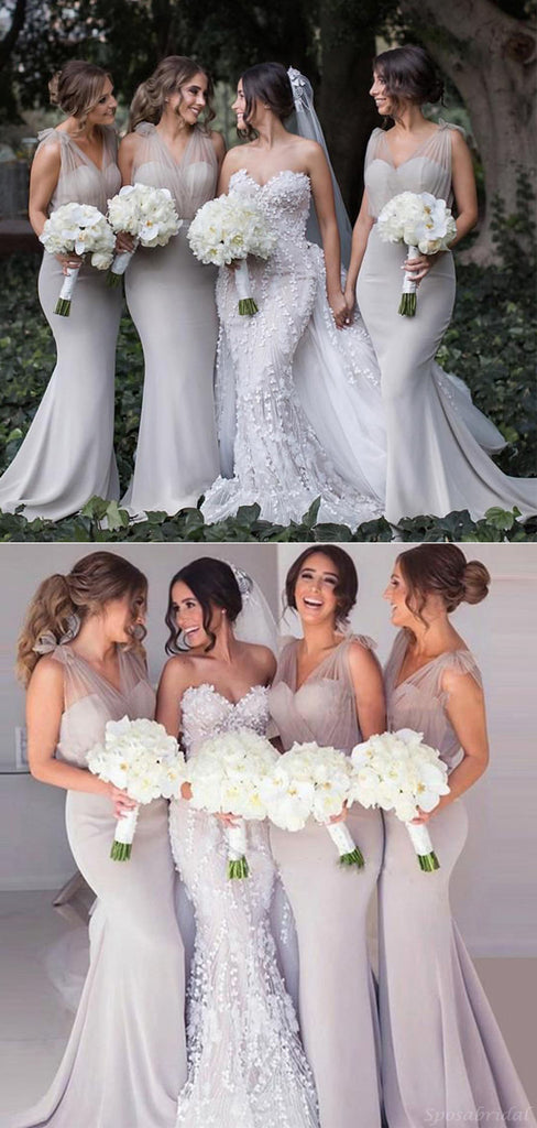 Elegant Ivory Illusion Sweetheart Mermaid Long Bridesmaid Dress, BD3112