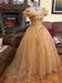 Elegant Off-shoulder Sweetheart Ruffle Neck Teal Or Yellow A-line Prom Dress, PD3442