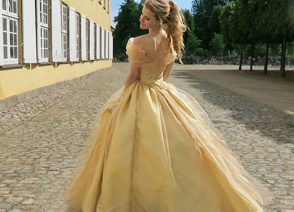 Elegant Off-shoulder Sweetheart Ruffle Neck Teal Or Yellow A-line Prom Dress, PD3442