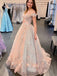 Elegant Pink Blue Off-shoulder Floral A-line Long Prom Dress, PD3201