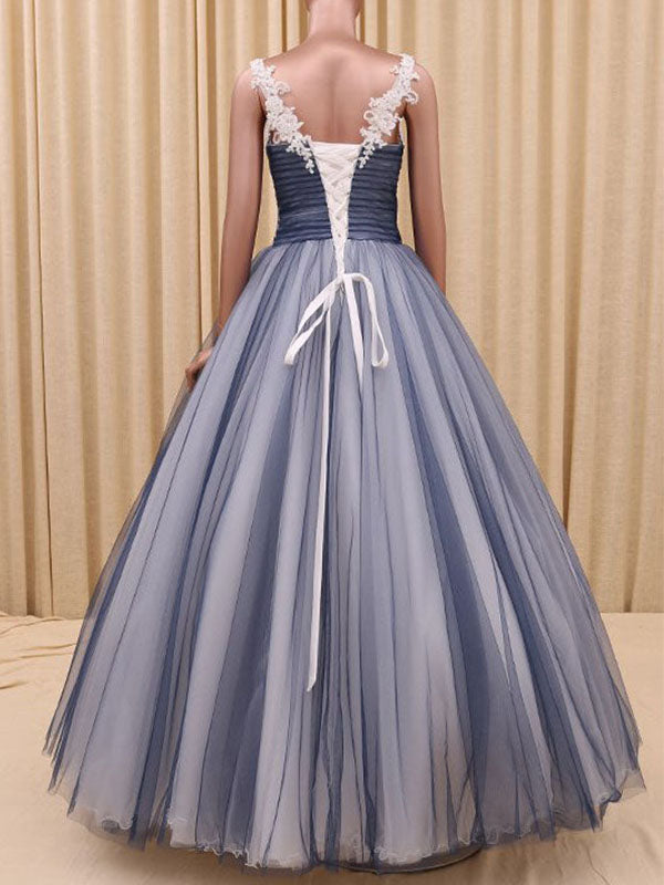 Elegant Purple Or Navy Sleeveless V-neck A-line Long Prom Dress, PD3441