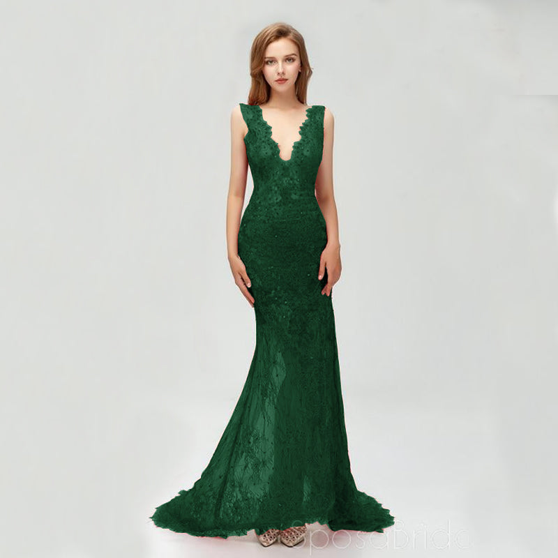 Charming Elegant Colorful Full Lace Mermaid  ELegant Side Split Prom Dresses, PD1025