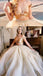 Gold Off-shoulder Sexy V-neck Hollow A-line Long Prom Dress, PD3370