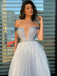A-line Off the Shoulder Tulle Modest Evening Prom Dress PD2346