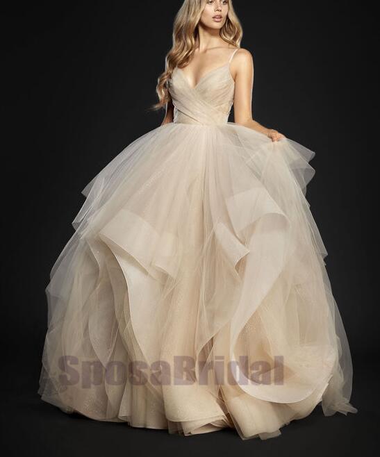Charming Long Spaghetti Straps Tulle Simple Popular Fashion  Prom Dresses, Prom Gowns For party, PD0582 - SposaBridal