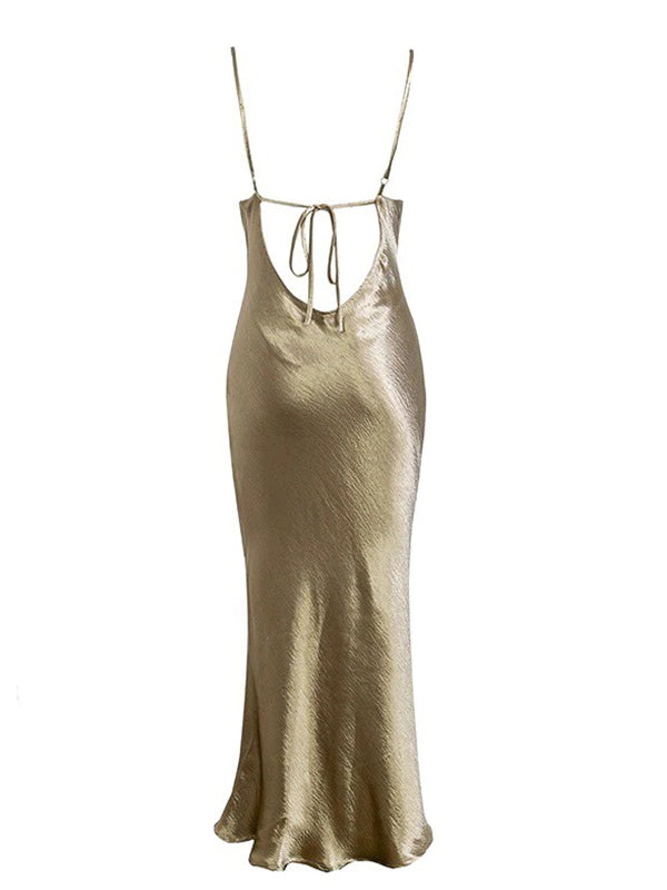 Super Shiny Cream Crystal Satin High Quality Spaghetti Straps Mermaid Bridesmaid Dress, PD3514