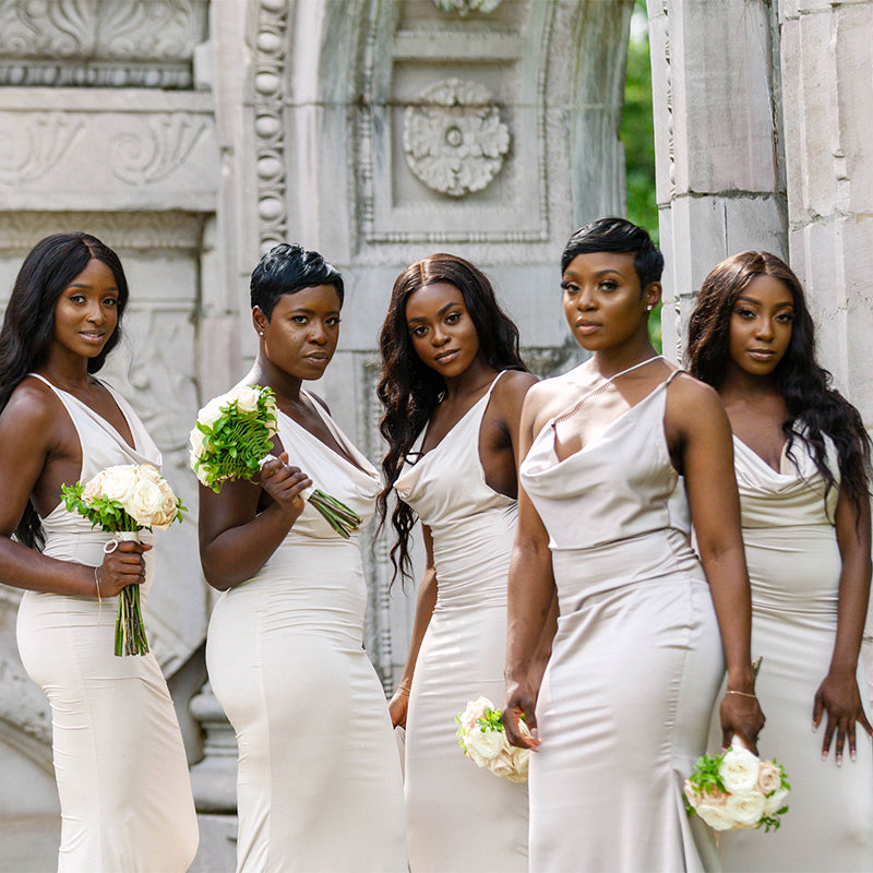 Mismatched Ivory Formal Elegant Mermaid Long Bridesmaid Dresses, BD3235