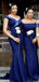 Mismatched Navy Blue Soft Beads Mermaid Long Bridesmaid Dresses, BD3182