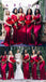 Mismatched Red Formal Sexy Mermaid Long Bridesmaid Dresses, BD3233
