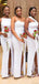 Mismatched White Mermaid Sexy Side-slit Long Sexy Bridesmaid Dresses, BD3218