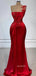 Modest Luxury Scarlett Red One-shoulder Appliques Mermaid Long Prom Dress, PD3521