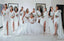 One-shoulder White Sweetheart Bow Tie Side-slit Long Mermaid Bridesmaid Dress, BD3249