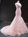 Pink Sweetheart Strapless Pleats Mermaid Trumpet Tulle Prom Dress, PD3484