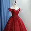 Modest A-line Sparkly Red Sequin Elegant Formal Prom Dresses, Ball Gown PD1868