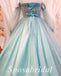 Elegant Tulle  V-Neck Long Sleeves A-Line Long Prom Dresses,PD3669