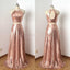 Charming Rose Gold Sequin Two Pieces Long Popular Fashion Prom Dress, Bridesmaid Dress, PD0383 - SposaBridal