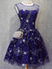 Blue Illusion Unique Cheap Short Homecoming Dresses 2018, CM552 - SposaBridal