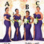 Sexy Deep Purple Mismatched Side-slit Mermaid Floor-length Bridesmaid Dress, BD3152