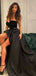 Sexy Black Sweetheart Strapless Asymetric Long Prom Dress, PD3175