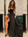 Sexy Black Sweetheart Strapless Asymetric Long Prom Dress, PD3175