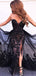 Sexy Black Sweetheart Strapless Sparkling Side-slit Mermaid With Tulle Long Prom Dress, PD3263