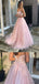 Sexy Blush Pink Sweetheart Strapless Lace Top Lace-up Back A-line Long Prom Dress, PD3299