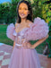 Sexy Dusty Pink Ruffle Off-shoulder Sweetheart A-line Long Prom Dress, PD3197