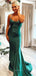 Sexy Emerald Halter Mermaid Open Back Long Prom Dress, PD3546