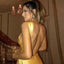 Sexy Gold Halter Cross Backless Side-slit Long Prom Dress, Evening Dress, PD3150