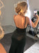 Sexy Halter Side-slit Black Elegant Half Open Back Long Mermaid Prom Dress, PD3470