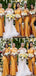 Sexy Mismatched Yellow Side-slit Mermaid Long Bridesmaid Dress, BD3154