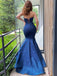 Sexy Navy Strapless Sweetheart Sparkly Mermaid Long Prom Dress, PD3560