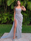 Sexy Organza Satin See-through Side-slit Mermaid Long Prom Dress, PD3464