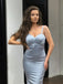 Sexy Pale Blue Spaghetti Straps Sweetheart Sexy Mermaid Long Prom Dress, PD3440