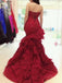 Sexy Red Sweetheart Strapless Mermaid Long Ruffle Pleats Long Prom Dress, PD3166