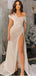 Sexy Sparkly White One-shoulder Side-slit Mermaid Long Prom Dress, PD3227