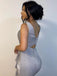 Silver Grey Sparkly Sexy V-neck Side-slit Mermaid Long Prom Dress, PD3468
