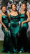 Spaghetti Straps Emerald Green Mermaid Long Custom Bridesmaid Dresses, BD3241