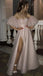 Sparkly Blush Pink Strapless Sexy Off-shoulder Side-slit Long A-line Prom Dress, PD3331